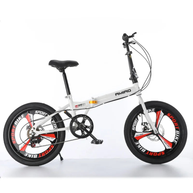 Adult 20-Inch (500mm) Foldable Bike – Portable Folding Bicycle with Front & Rear Disc Brakes, Multi-Speed Commuter Bike
