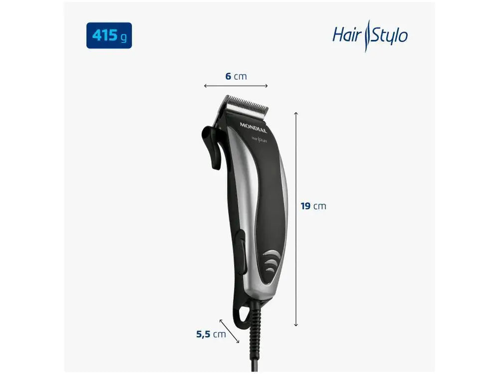 Corded Electric Hair Clipper 110V - Stainless Steel Blades, 4 Guide Combs