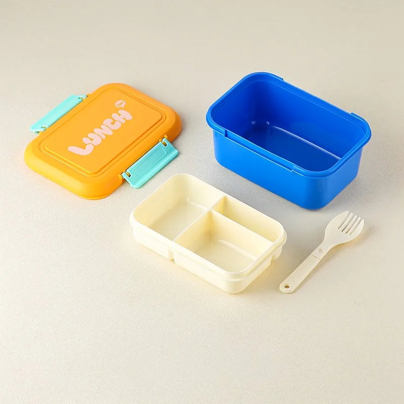 Microwave-Safe Leakproof Bento Lunch Box with Divided Compartments & Utensils — 7.1 x 4.9 x 2.7 in (18 x 12.5 x 6.8 cm)