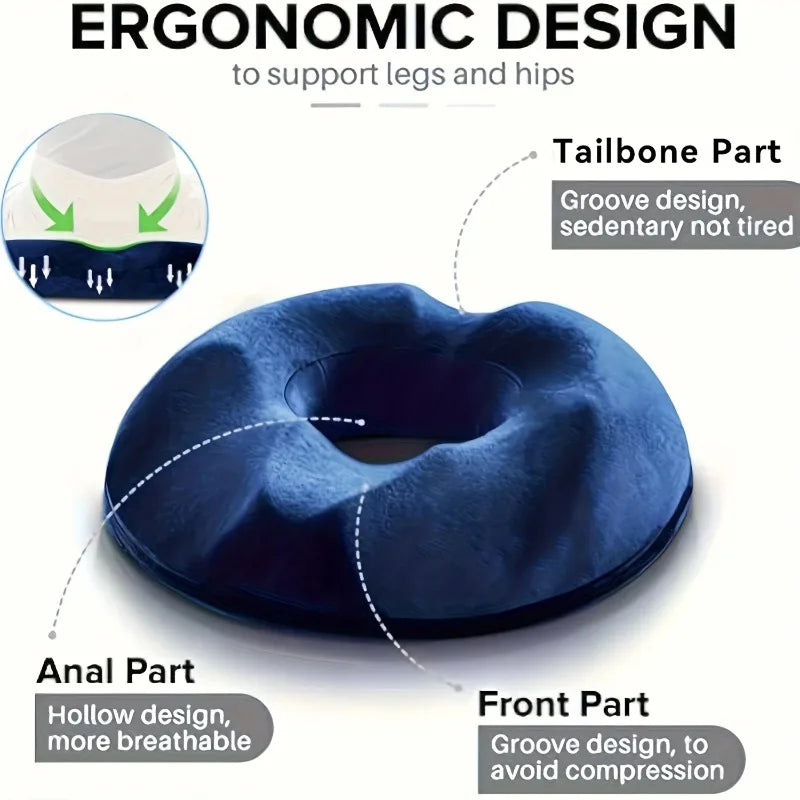 Orthopedic Donut Seat Cushion – Memory Foam Coccyx & Tailbone Relief Pillow for Hemorrhoid, Pregnancy, Office