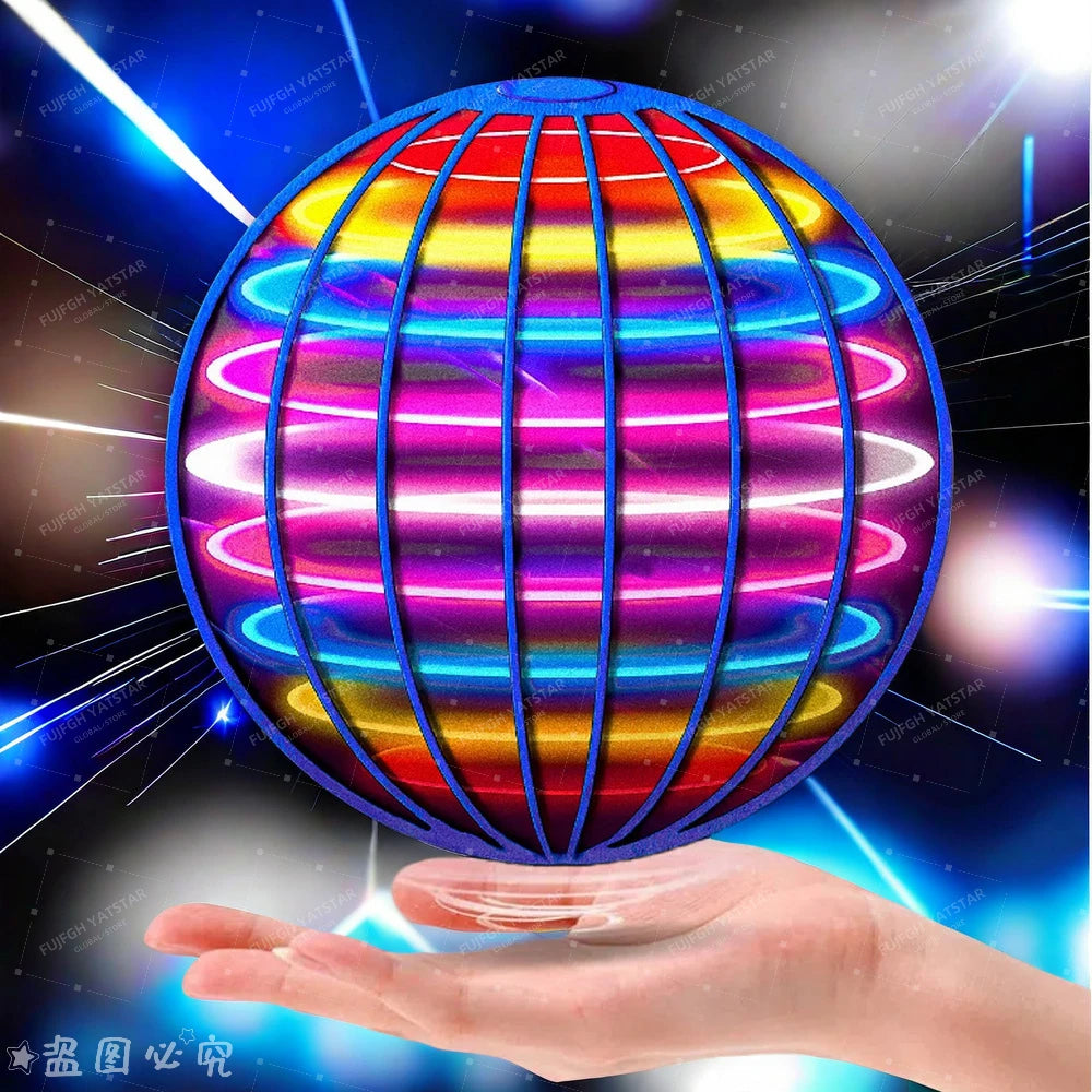Hand-Controlled LED Flying Spinner Hover Ball 3.7 in (9.5 cm) — Indoor & Outdoor Kids Toy