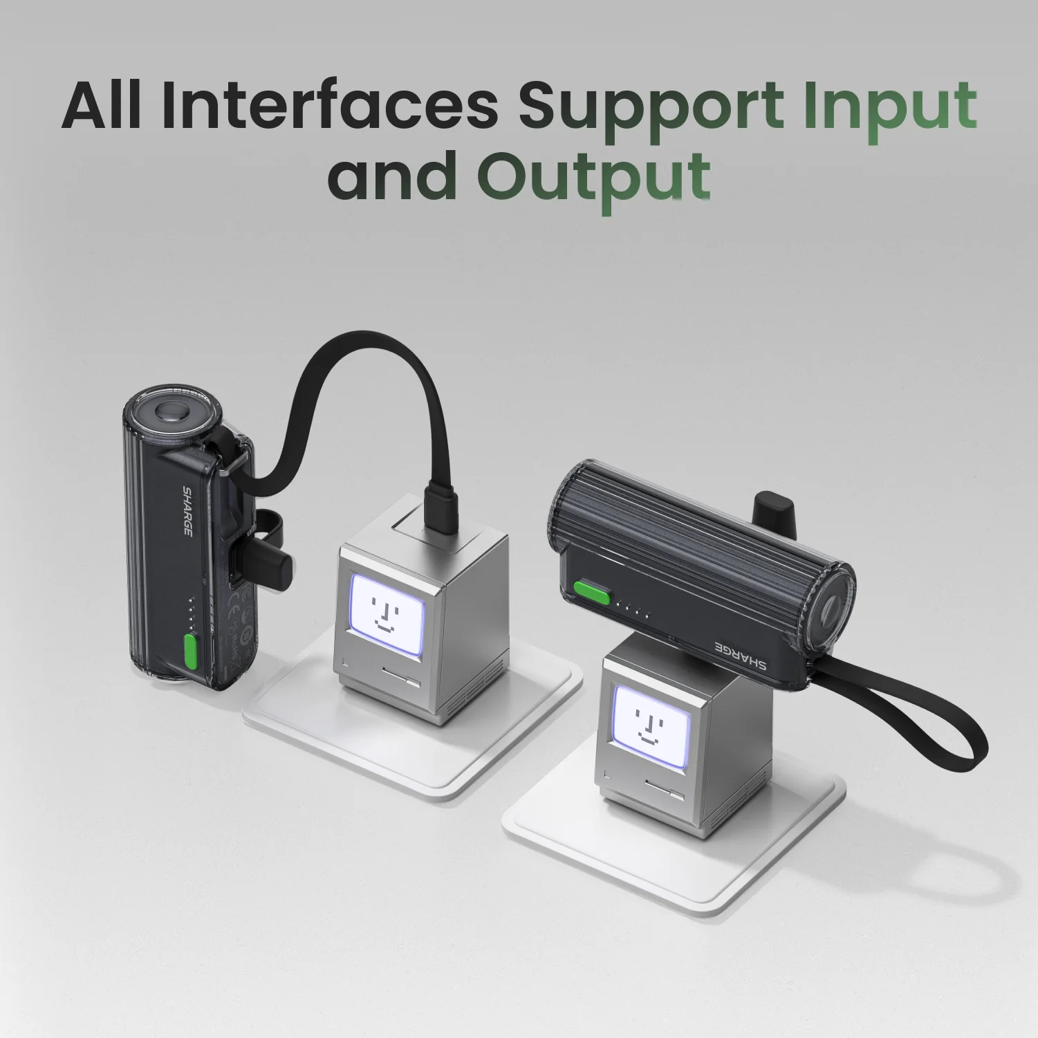 Flow Mini Portable Power Bank 5000mAh 22.5W Fast Charging Dual USB-C with Built-in Lightning & USB-C Cables