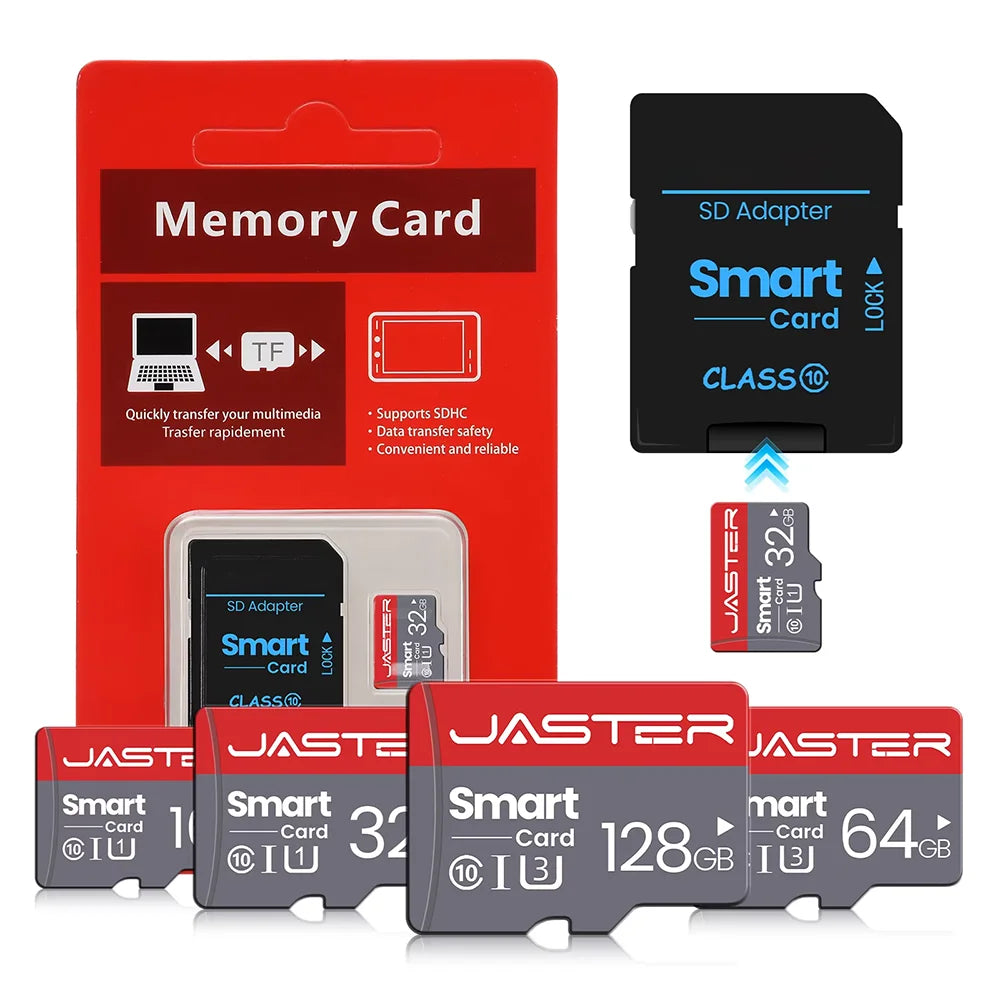 High-Speed microSD Card 4GB–256GB with SD Adapter, Class 10 U3 V10 A1 for Smartphone Camera Tablet