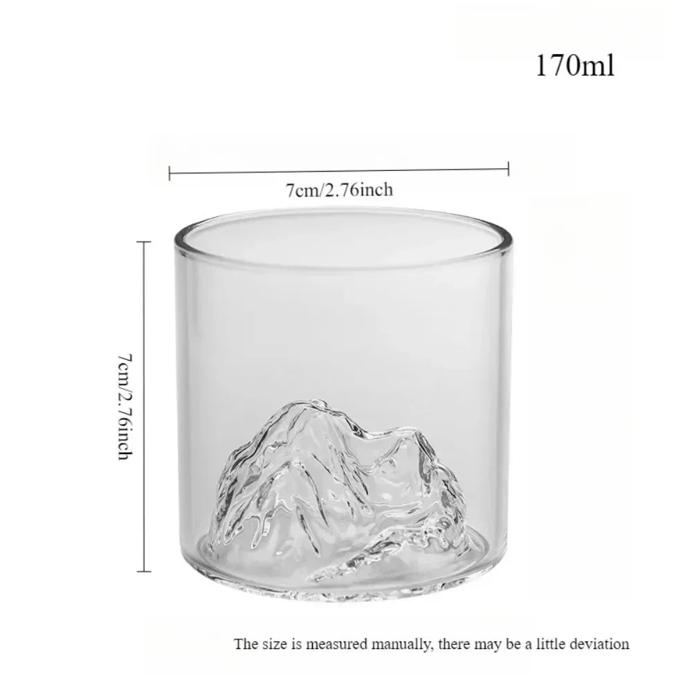 Snow Mountain 3D Glass Drinkware – Transparent Whiskey & Water Cup, Multipurpose, 180ml (6.1oz) & 300ml (10.1oz)