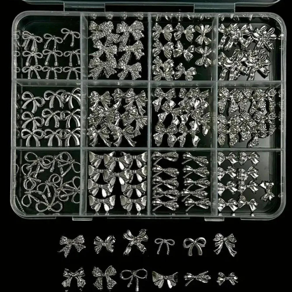 120-Pack Silver 3D Bowknot Nail Charms view 4