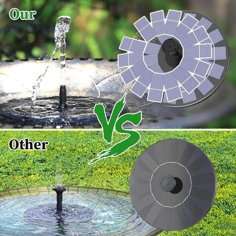 Solar Fountain Pump Kit for Garden Pond & Bird Bath — 1W, 1.5W, 2.5W with 6 Interchangeable Nozzles