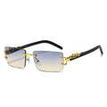 Rimless Rectangular Sunglasses with Cheetah Accent, UV400 Sun Protection, Unisex
