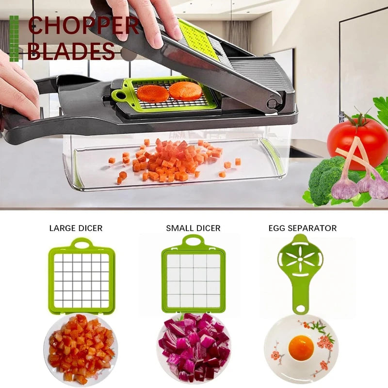 14-Piece Multifunctional Vegetable Grater & Slicer Set — Potato Shredder, Dicer, Kitchen Gadget