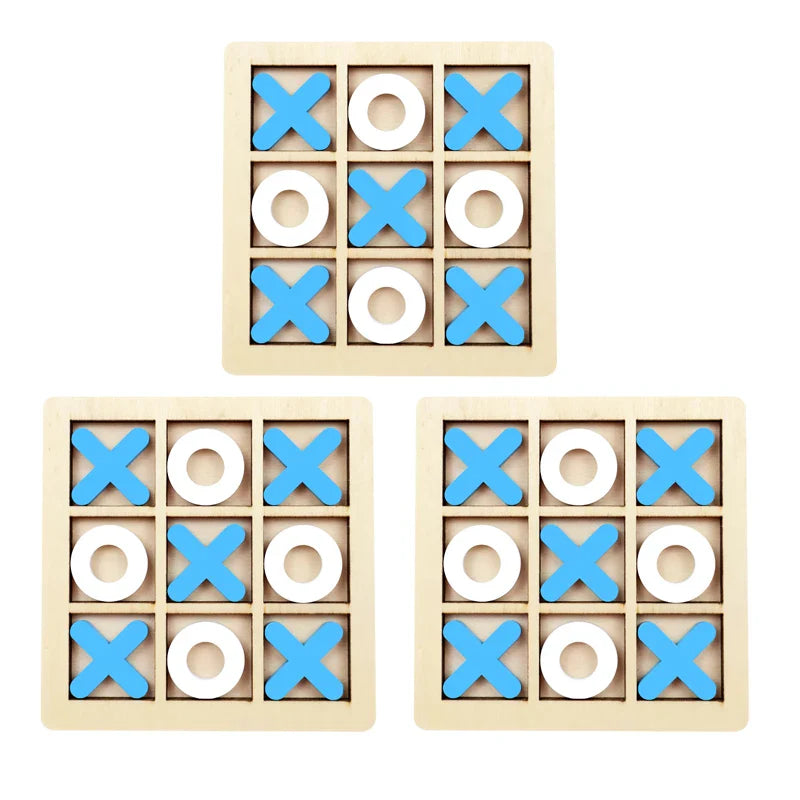 Montessori Wooden Tic-Tac-Toe (XO) Puzzle Board 9.8×9.8 cm (3.9×3.9 in) – Educational Brain Training Toy for Kids