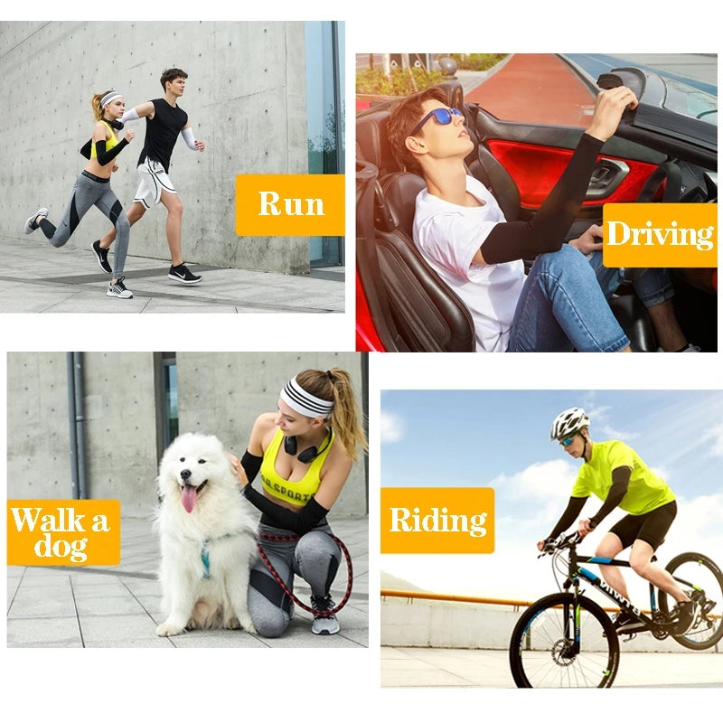 Cooling Ice Fabric Arm Sleeves - Sun Protective Sleeves for Running & Cycling - Unisex