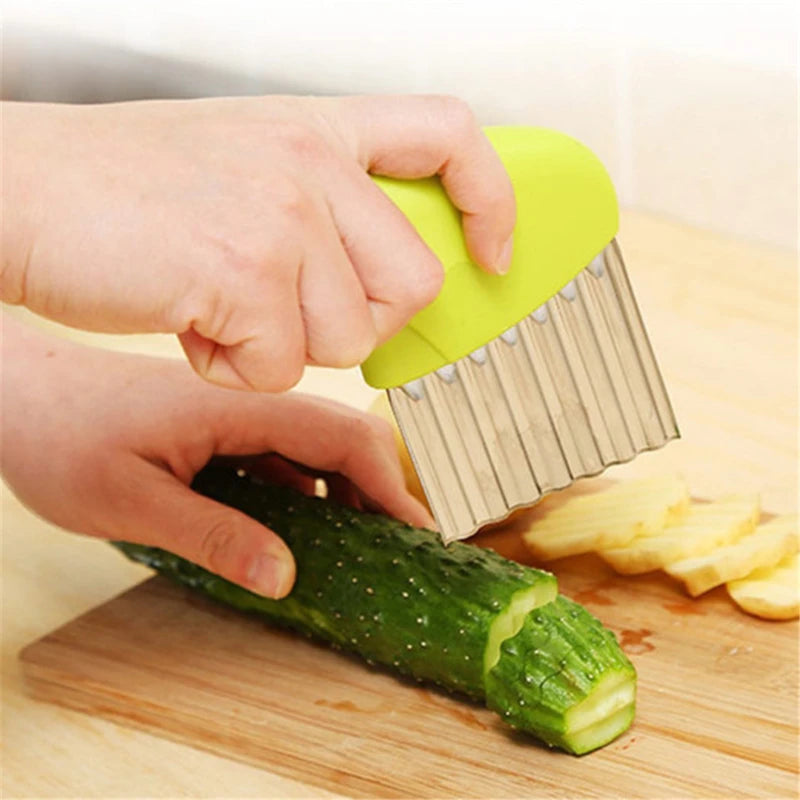 Crinkle Cut Potato Cutter Stainless Steel Wavy French Fry Maker Vegetable Slicer