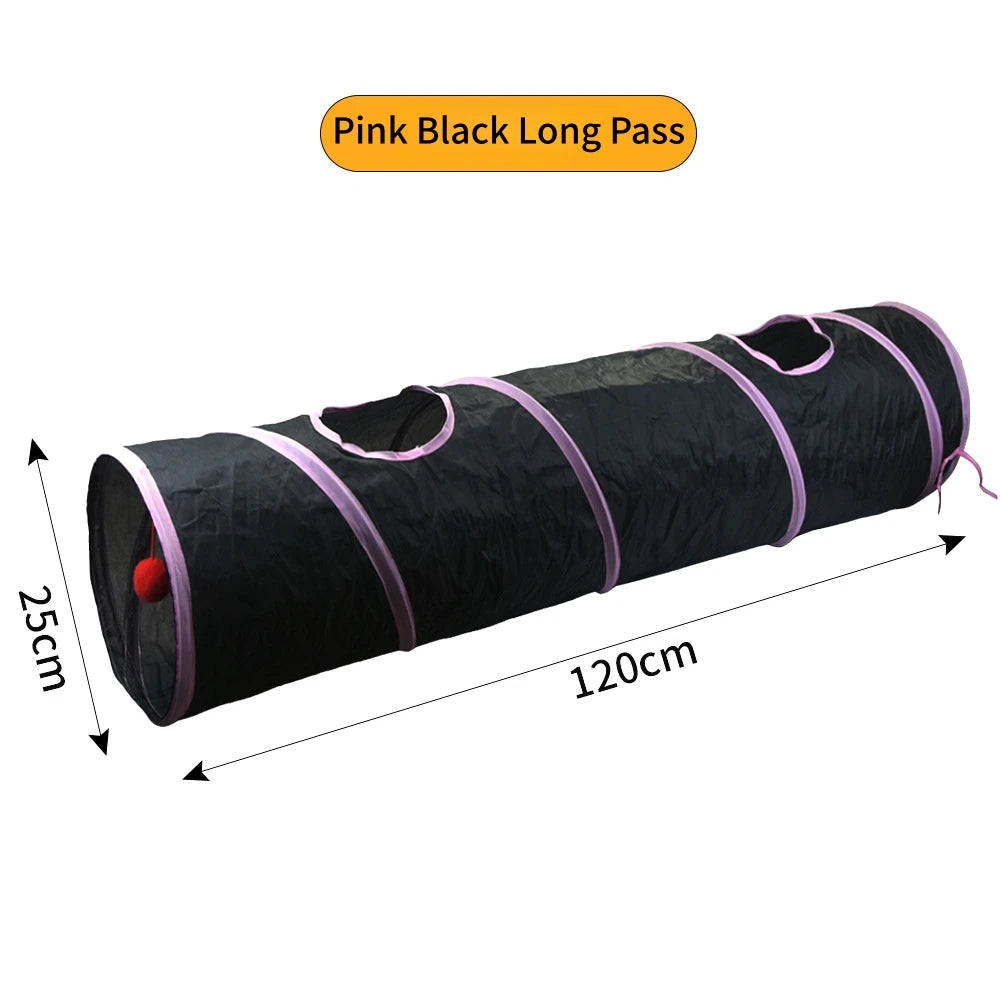 Foldable S-Shaped Cat Tunnel – Collapsible Play Tunnel for Cats, Rabbits & Small Pets, Interactive Crinkle Toy for Indoor Play