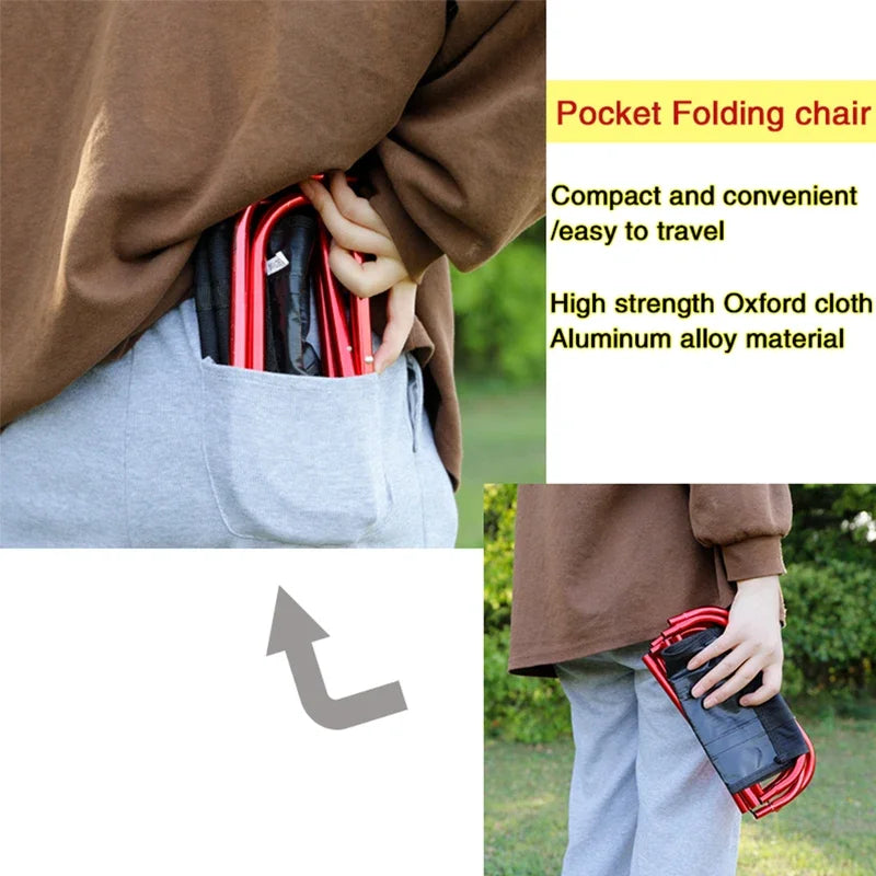Portable Folding Camping Stool - Lightweight Aluminum Alloy with Carry Bag for Fishing & Hiking