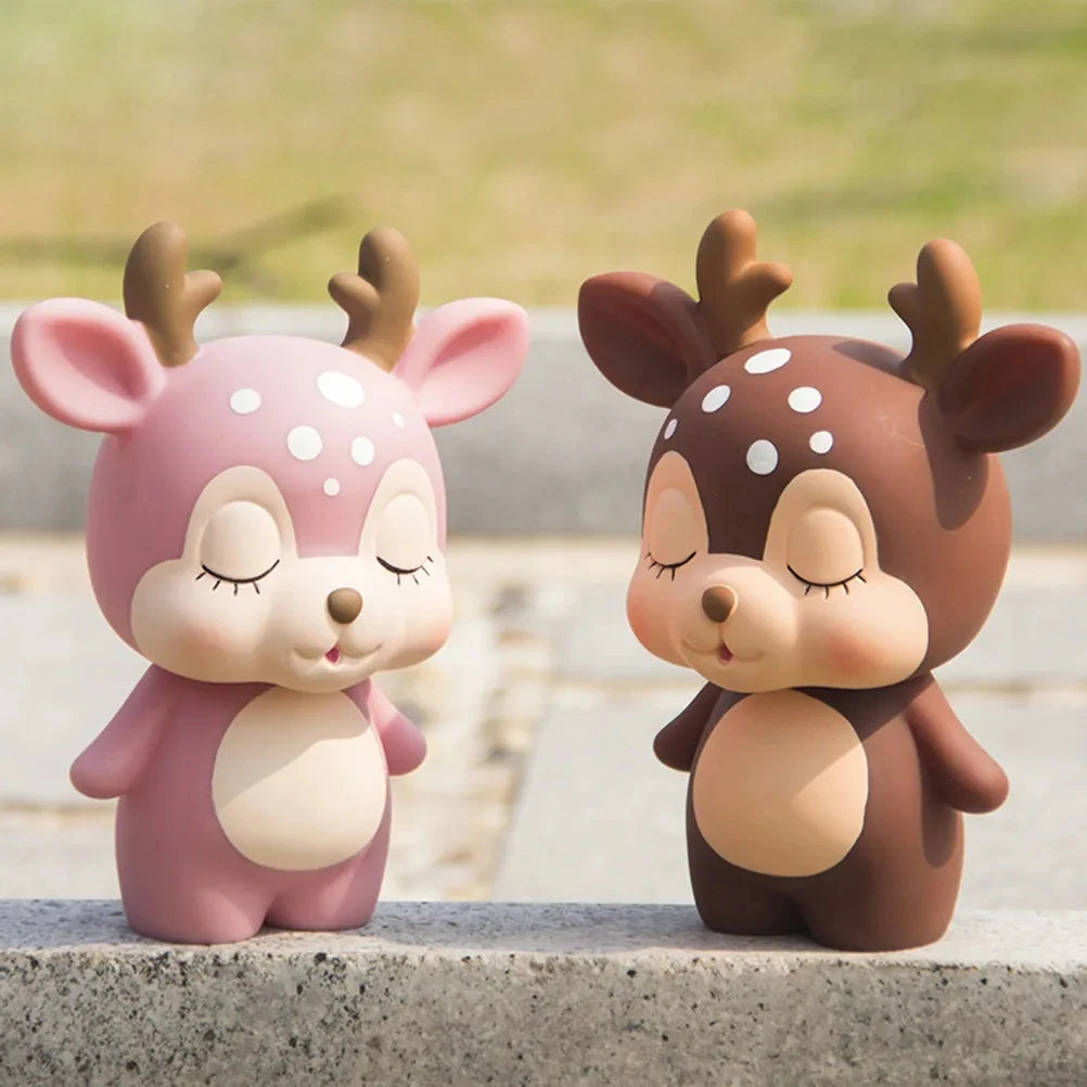 Cute Cartoon Deer Piggy Bank - Vinyl Coin Bank Money Jar, Large Savings Box (7.6 x 6.06 x 3.94 in | 19.3 x 15.4 x 10 cm)