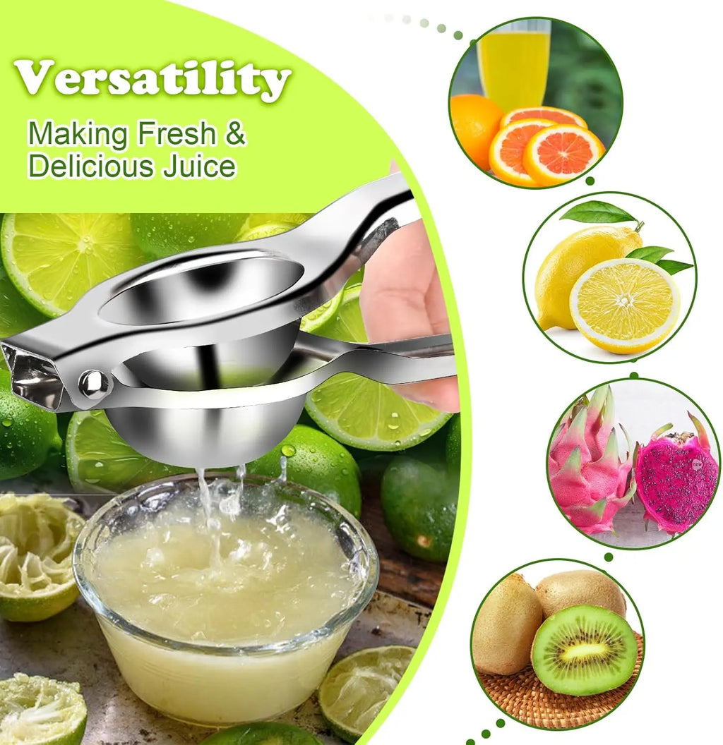 Stainless Steel Handheld Lemon Squeezer - Manual Citrus Press Juicer for Lemon, Lime & Orange - Easy Clean Kitchen Tool