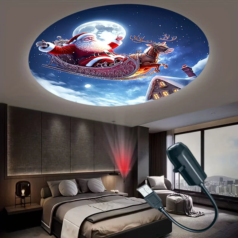 Christmas LED Projector Light 3/6/24 Projection Patterns Adjustable Santa & Tree Night Light Holiday Decor