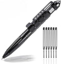 Tactical Self-Defense Pen — Emergency Glass Breaker with Tungsten Steel Tip, Aviation Aluminum Body, Includes 6 Refills