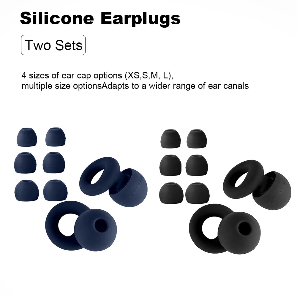 Silicone Earplugs 4 Pairs - Reusable Hypoallergenic Ear Plugs for Swimming & Sleep Noise Reduction (XS S M L)