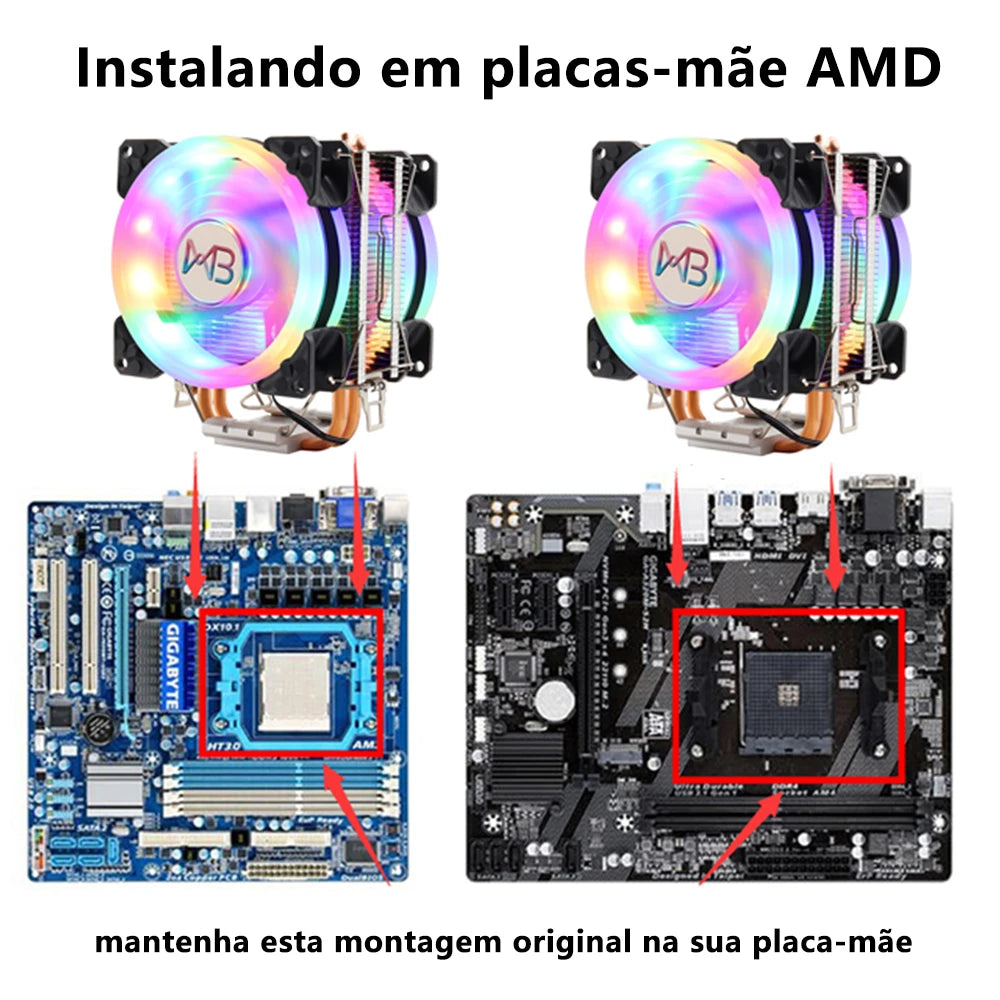 90mm CPU Tower Cooler 4-Pin PWM – 2 Heatpipe Quiet Fan for Intel LGA 1150/1151/1155/1200/1700/2011 & AMD AM4/AM5
