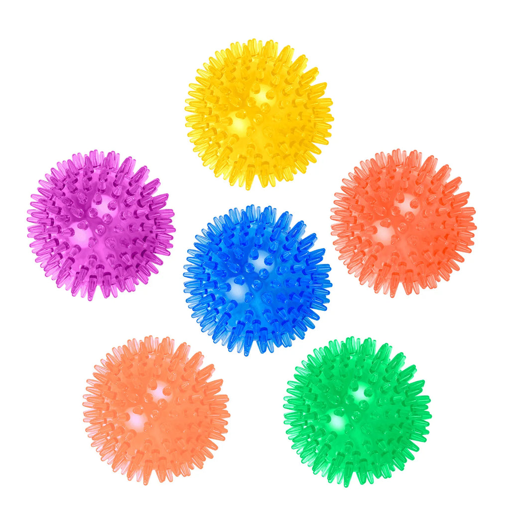 Squeaky TPR Spiky Chew Ball for Dogs & Cats — Dental Cleaning, Training & Fetch — 2.6 in (6.5 cm), 3.5 in (9 cm), 4.3 in (11 cm)