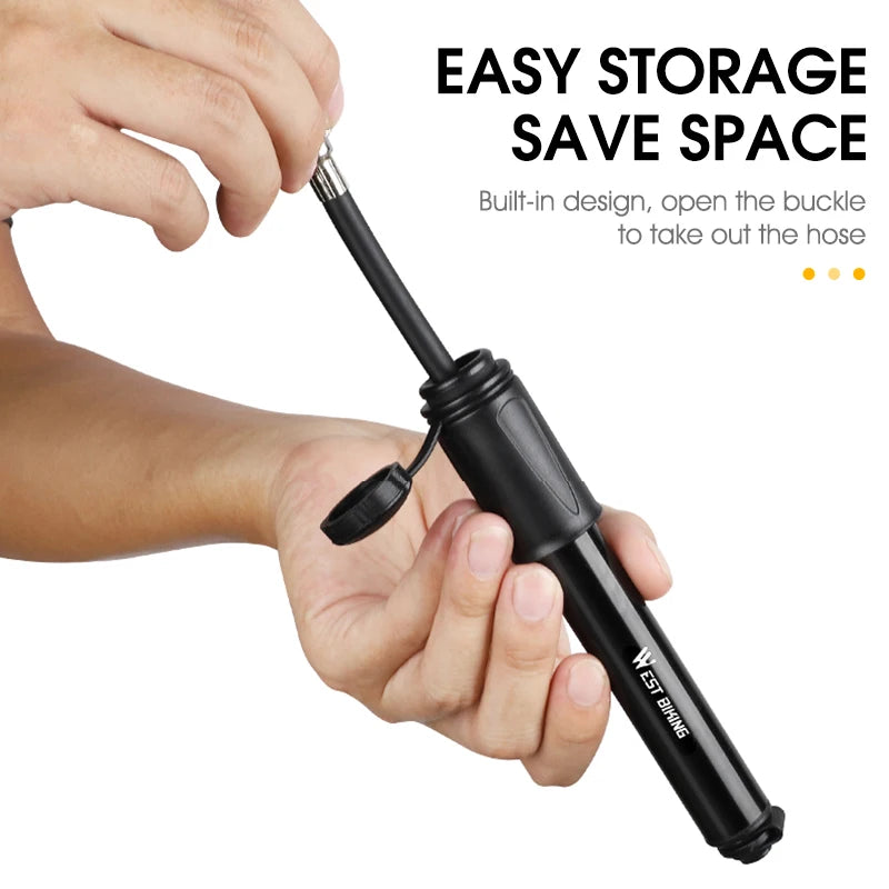 Mini Bike Pump 100 PSI – Portable Aluminum Hand Pump for Presta & Schrader Valves, MTB & Road Tire Inflator