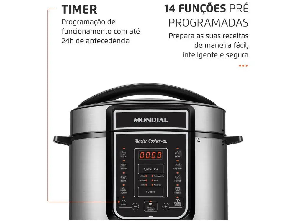 5L (5.3 qt) Digital Electric Pressure Cooker 110V 14-Function Programmable Multi-Cooker