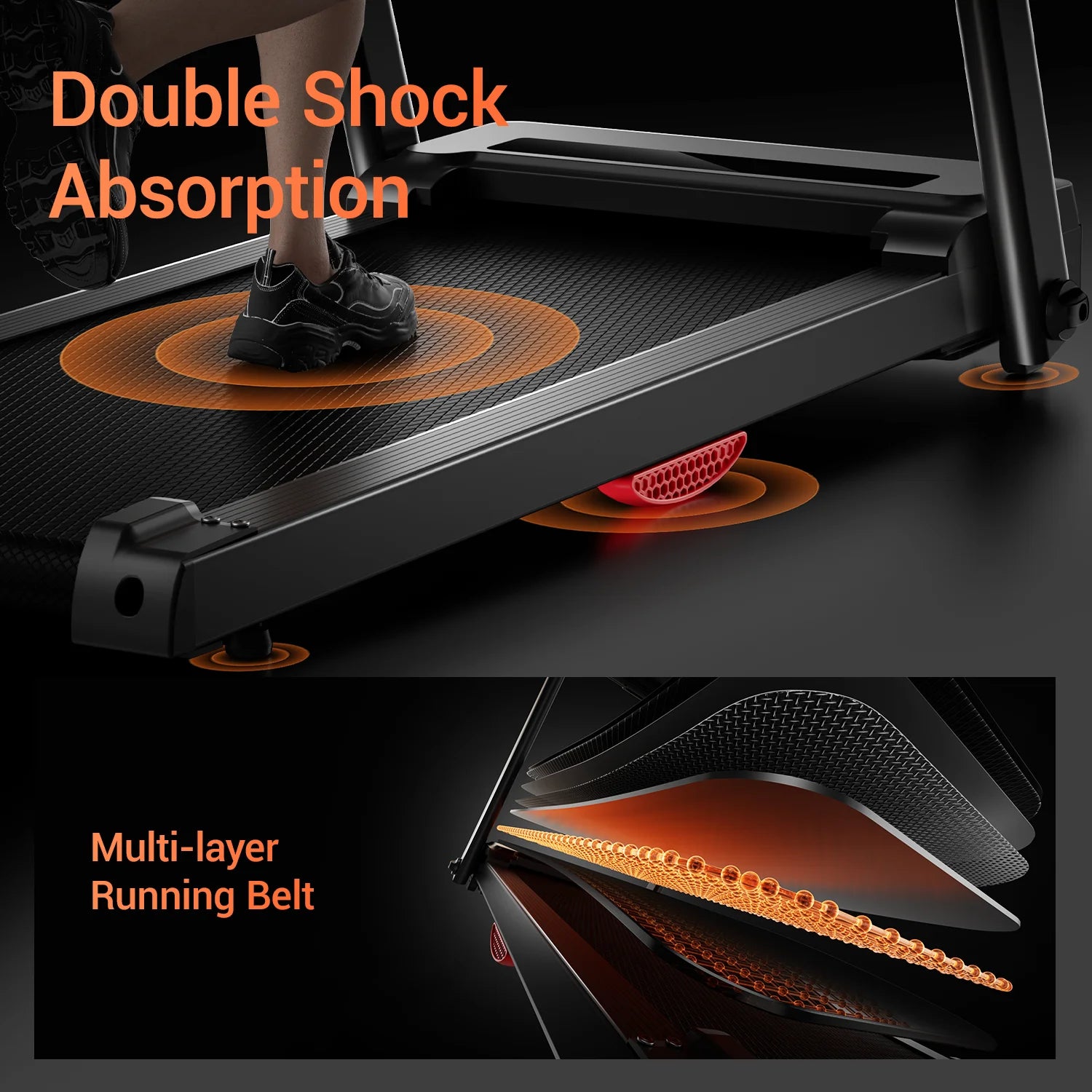 3.0 HP Brushless Foldable Home Treadmill — 300 lb Capacity, 40.2 x 15.4 in (102.1 x 39.1 cm) Running Area, HR Monitor, Dual Shock Absorption, Bluetooth Console
