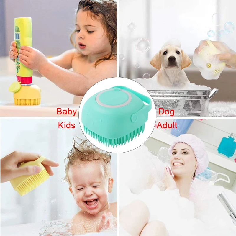 Silicone Shampoo & Bath Scrubber - Dual-Sided Body Massage Brush for Baby, Kids & Adults