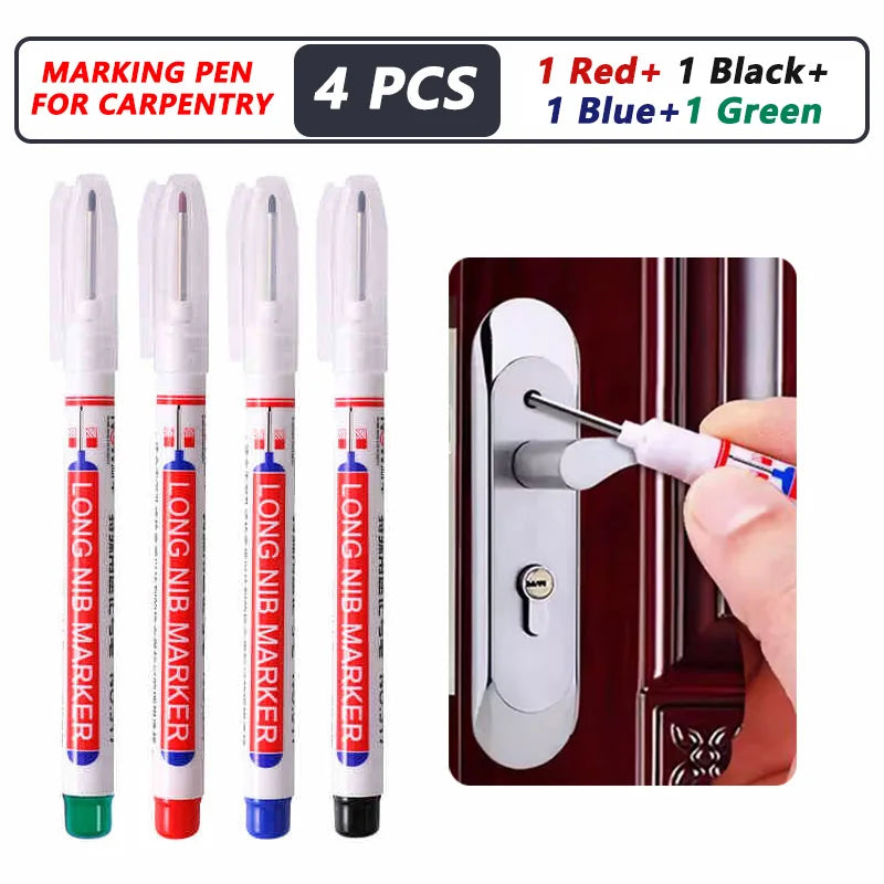 20mm Deep-Reach Long Nib Marker Pen for Wood & Metal — Waterproof Carpenter Marking Pen, 13.7cm (5.4in), Multi-Pack (1–40 pcs)