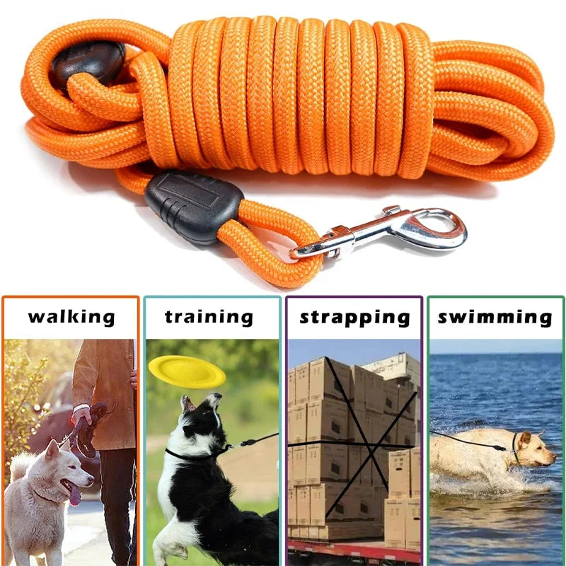 Heavy-Duty Nylon Dog Training Leash – 5m / 10m / 15m (16 / 33 / 49 ft) Long Recall & Agility Lead for Medium to Large Dogs