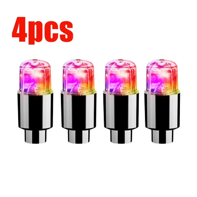 Universal LED Tire Valve Cap Lights - Colorful Flashing Wheel Hub Lamp for Car Motorcycle Bicycle (1.5 in / 3.8 cm)
