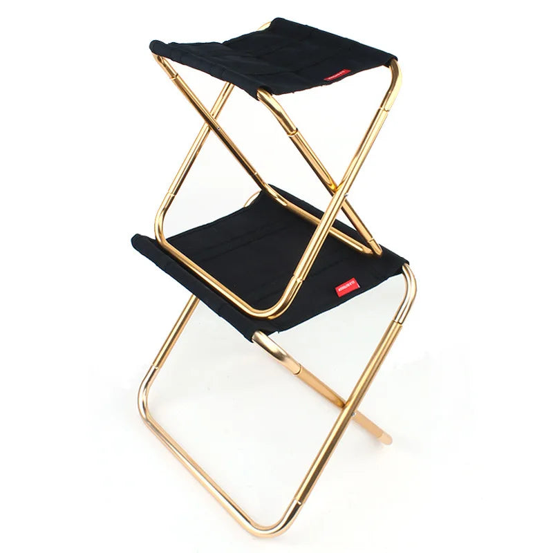 Portable Folding Stool Large 7075 Aluminum Alloy — 300×255×315 mm (11.8×10.0×12.4 in) — Camping, Fishing, Hiking