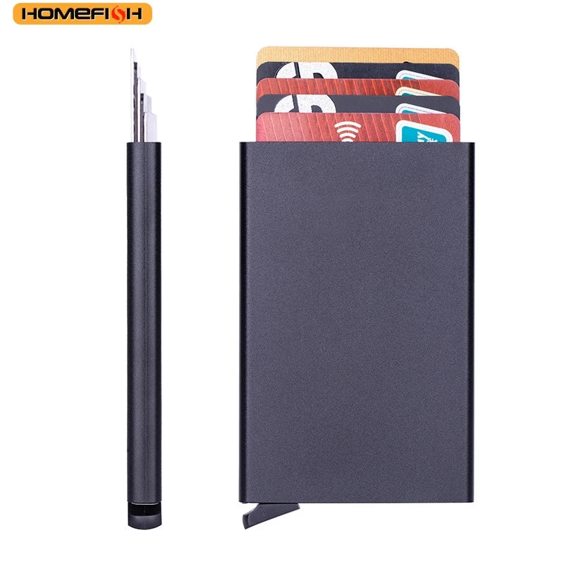 Pop-Up Aluminum Alloy Card Holder - Compact Metal Credit Card & Coin Case, Business Style Unisex