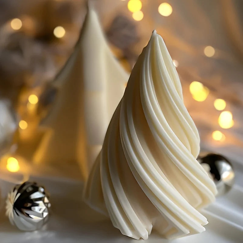 3D Geometric Christmas Tree Silicone Molds for Spiral Taper Candles, Resin, Soap & Clay — 4.7 x 3.3 x 3.3 in (11.9 x 8.4 x 8.4 cm)