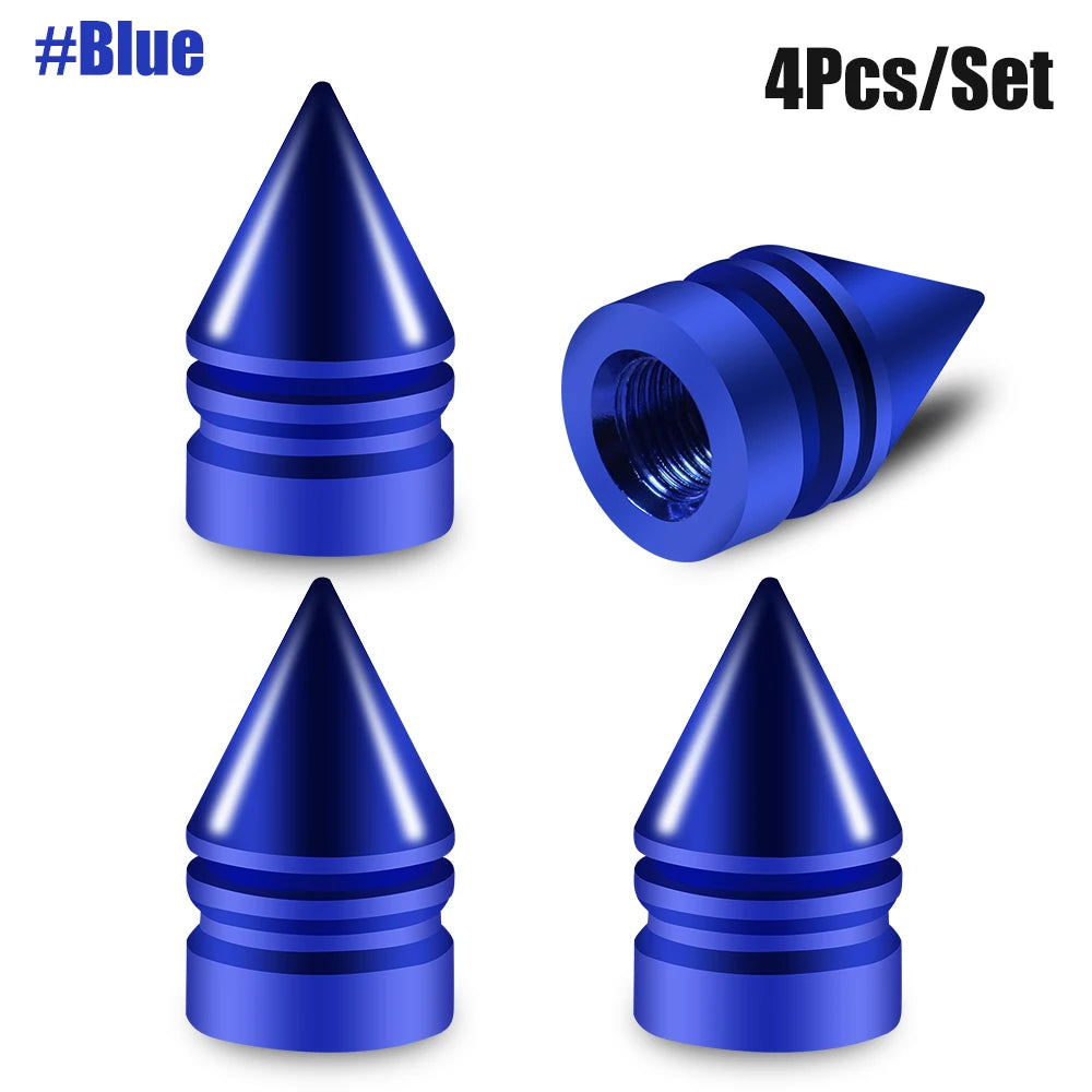 4-Pack Aluminum Tire Valve Caps Rocket Grenade Style Universal Valve Stem Covers for Car Truck Motorcycle Bike