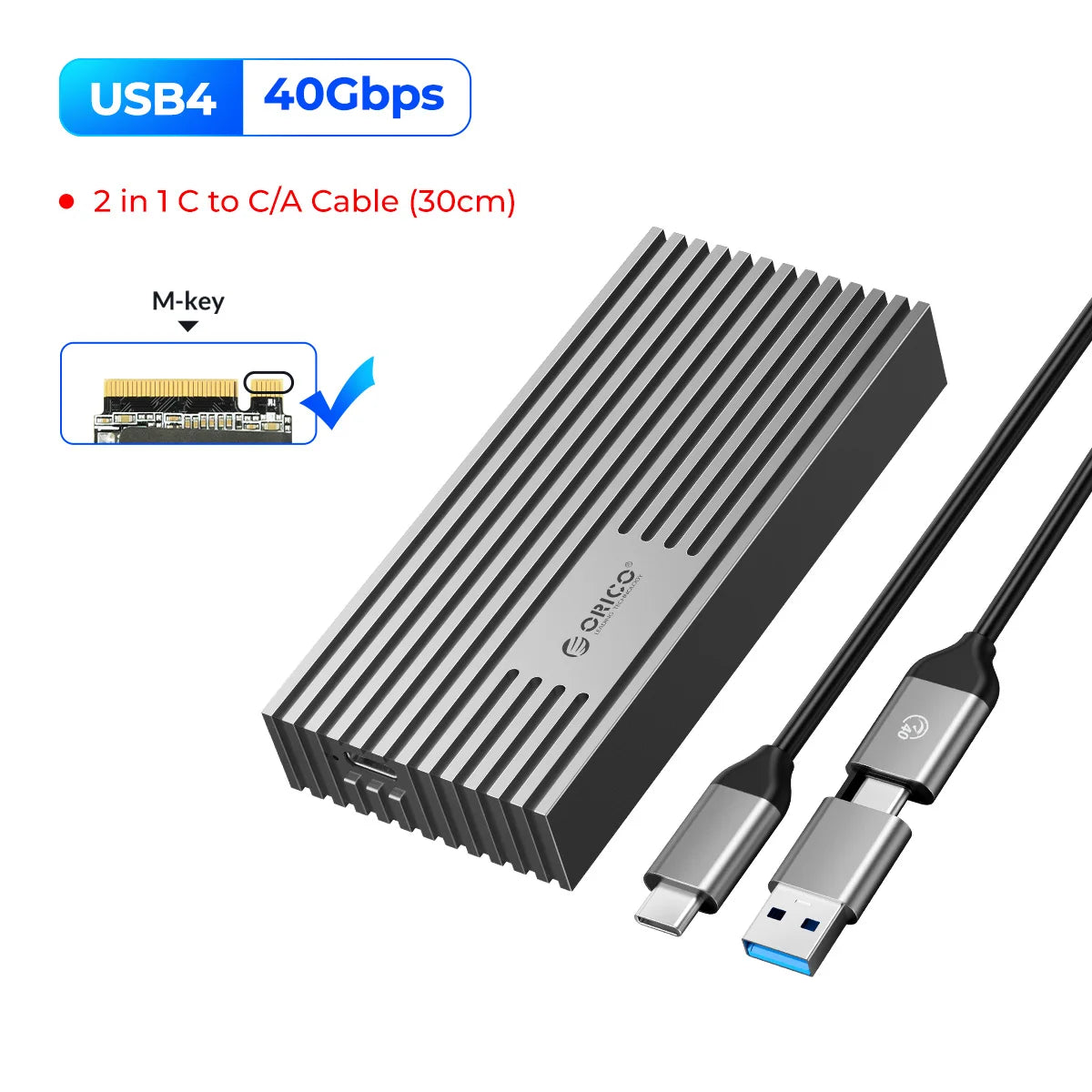 USB4 40Gbps NVMe M.2 SSD Enclosure — USB-C External PCIe 3.0 x4 Case (Thunderbolt 3/4 Compatible)
