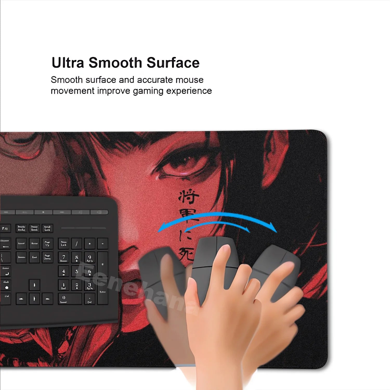 Japanese Mask Girl XXL Gaming Mouse Pad 90 x 40 cm (35.4 x 15.7 in) Non-Slip Desk Mat for Keyboard & Mouse