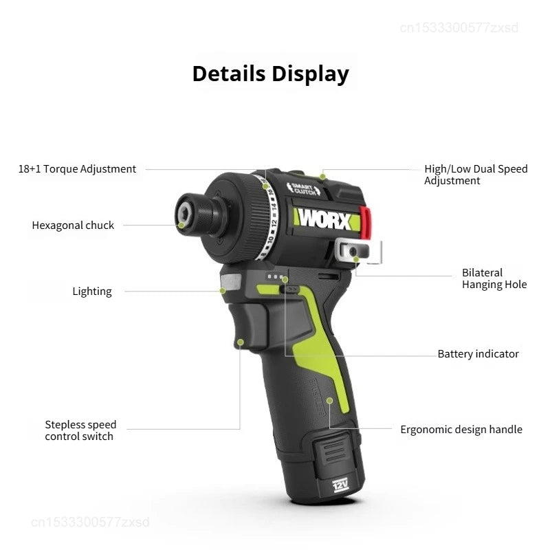 Cordless Brushless Impact Driver Drill, Rechargeable High-Torque Screwdriver with Metal Chuck, DIY Power Tool