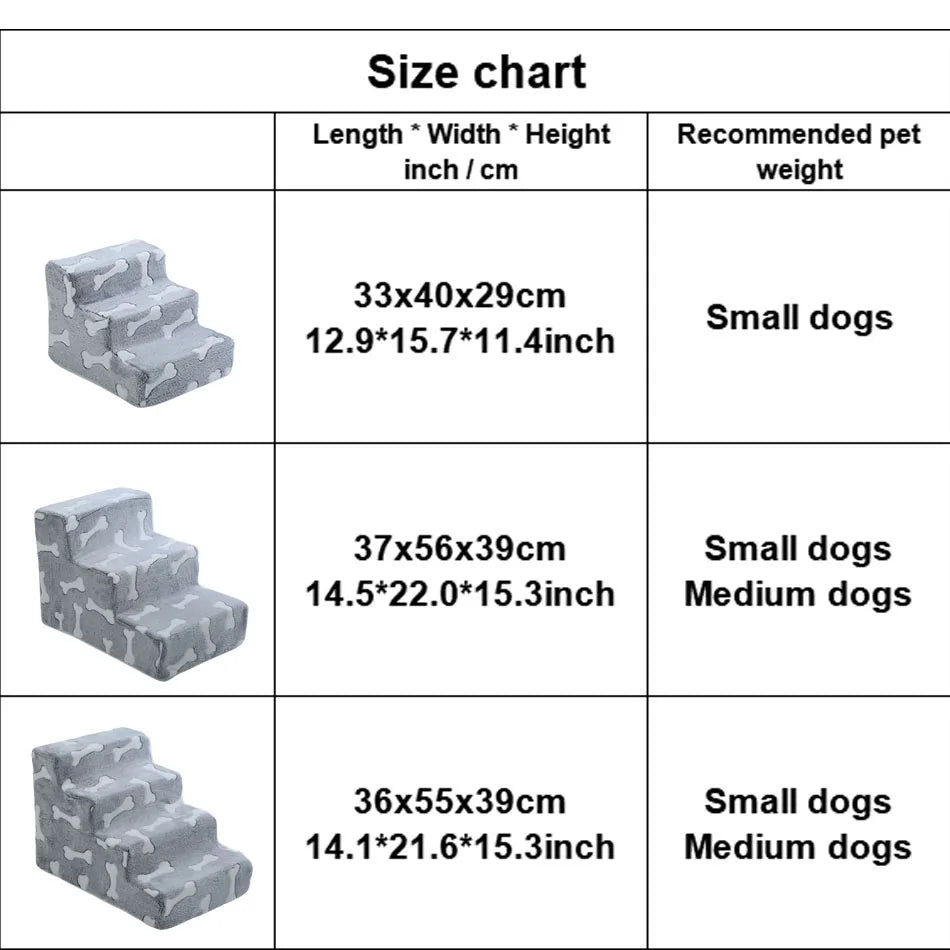 Pet Stairs for Dogs & Cats — 3- or 4-Step Detachable Sponge Ramp, Washable Waterproof Anti-Bite Pet Ladder