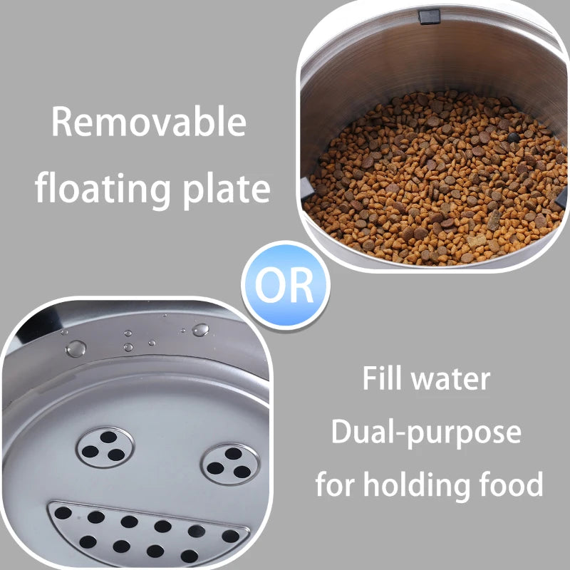 Large Stainless Steel No-Spill Floating Pet Bowl — 3L (3 liters / 101 fl oz) Water Feeder for Dogs & Cats, Non-Slip Anti-Splash