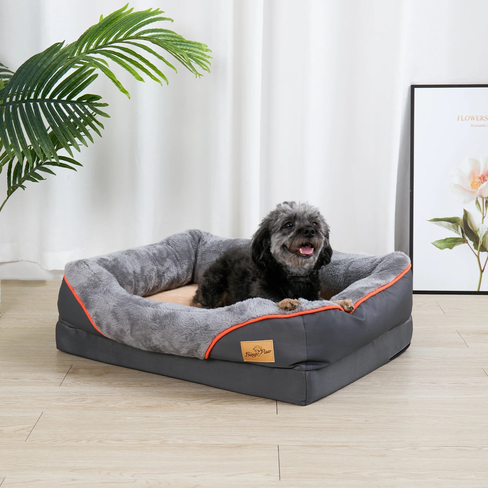Orthopedic Dog Bed with Cotton-Padded Bolster, Removable Washable Cover – Non-Slip Waterproof Bottom (L, XL, 2XL, 3XL)
