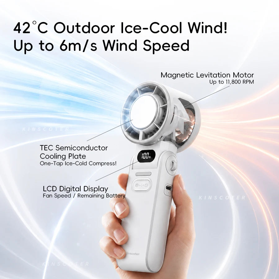 Portable High-Speed Handheld Fan 3600mAh Rechargeable 100 Adjustable Speeds Foldable Mini Turbo Fan