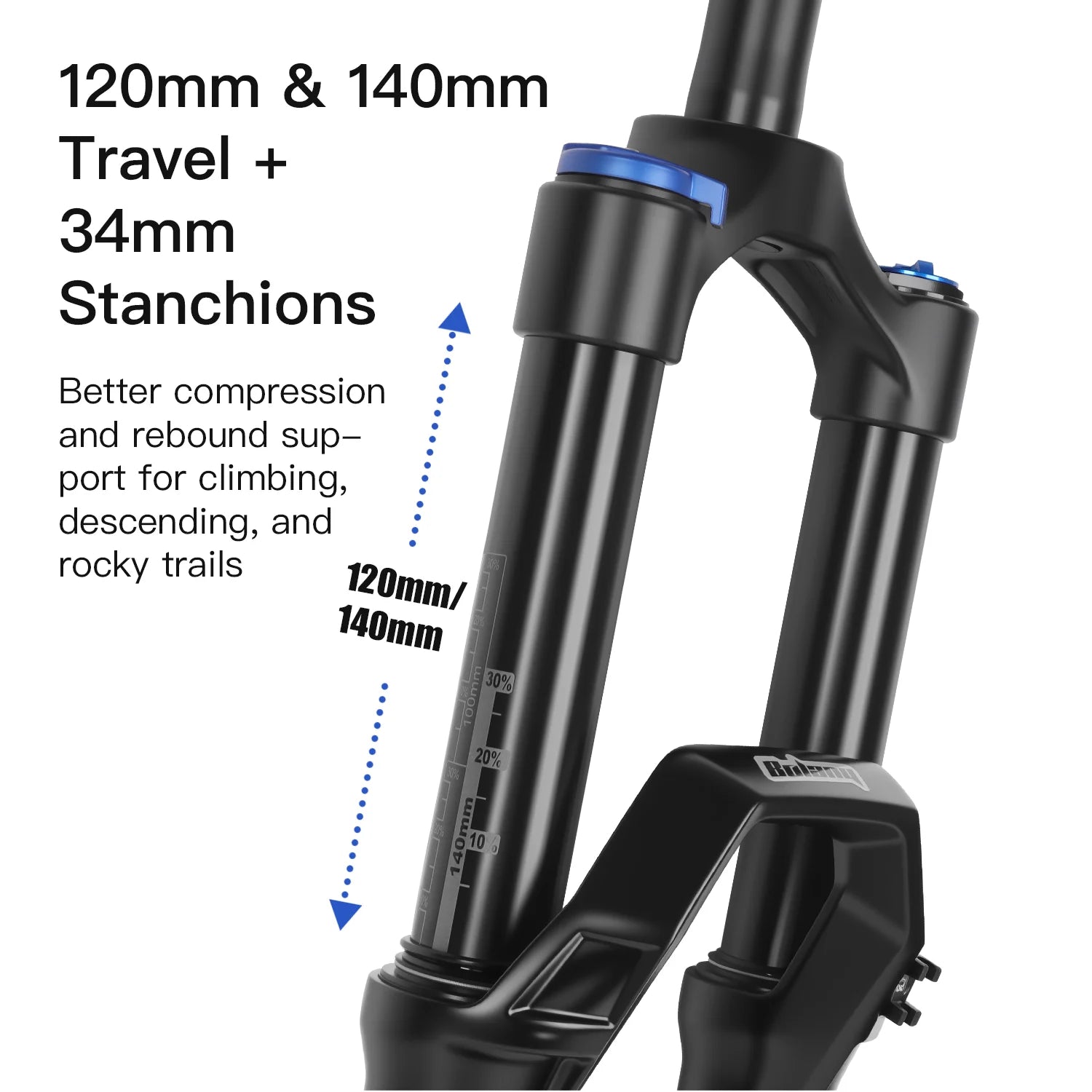 MTB Air Suspension Fork 27.5/29 Inch — 120/140 mm Travel, 34 mm Magnesium Alloy Straight Steerer