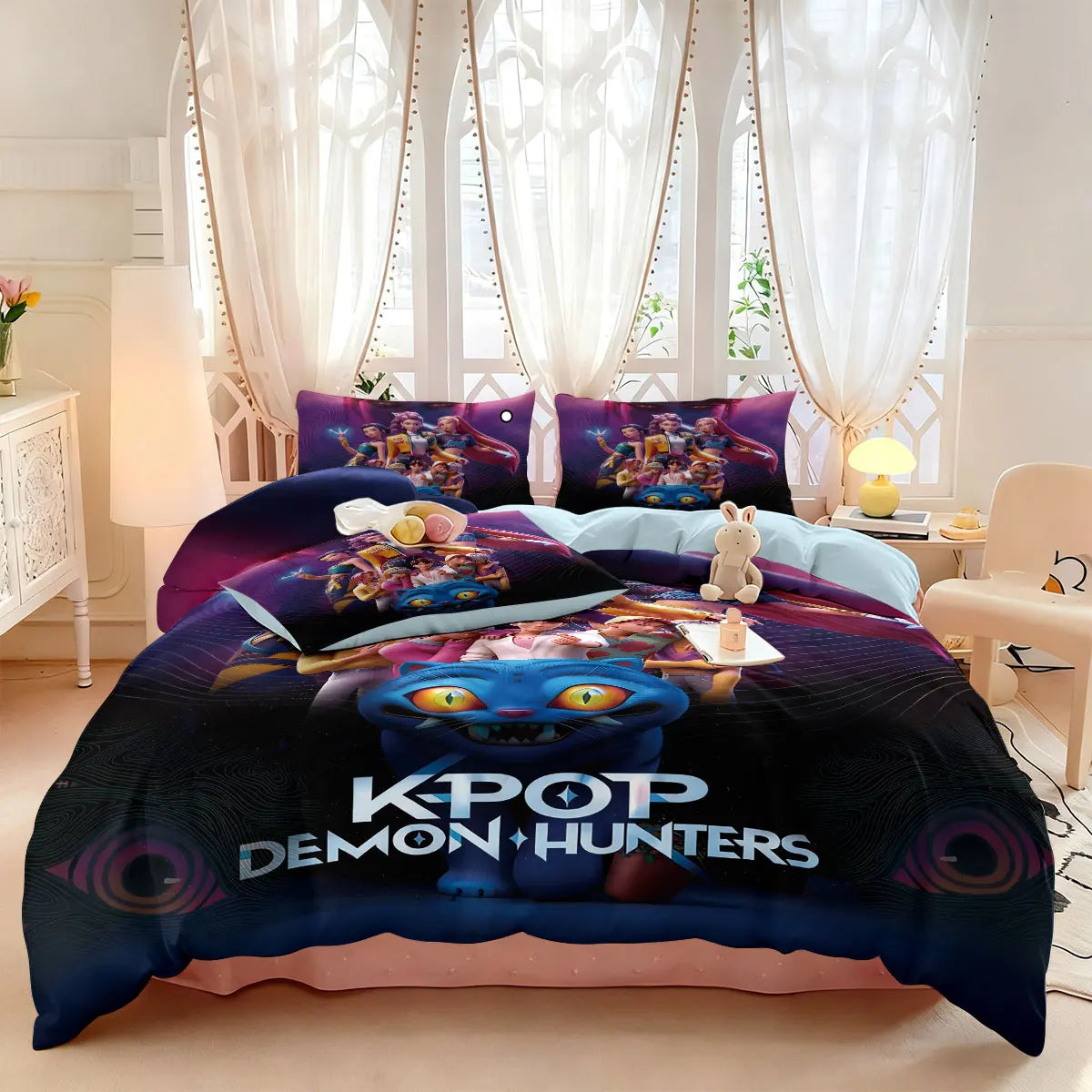 3-Piece K-Pop Demon Hunters Print Duvet Cover Set – Microfiber, Soft & Machine Washable – Multiple Sizes (3.3–9 ft / 1.0–2.8 m)