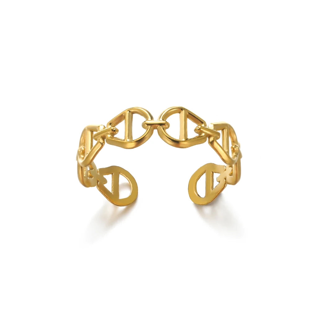 316L Stainless Steel Gold-Tone Women's Ring – Hypoallergenic Classic Tension-Set Wedding & Couple Ring