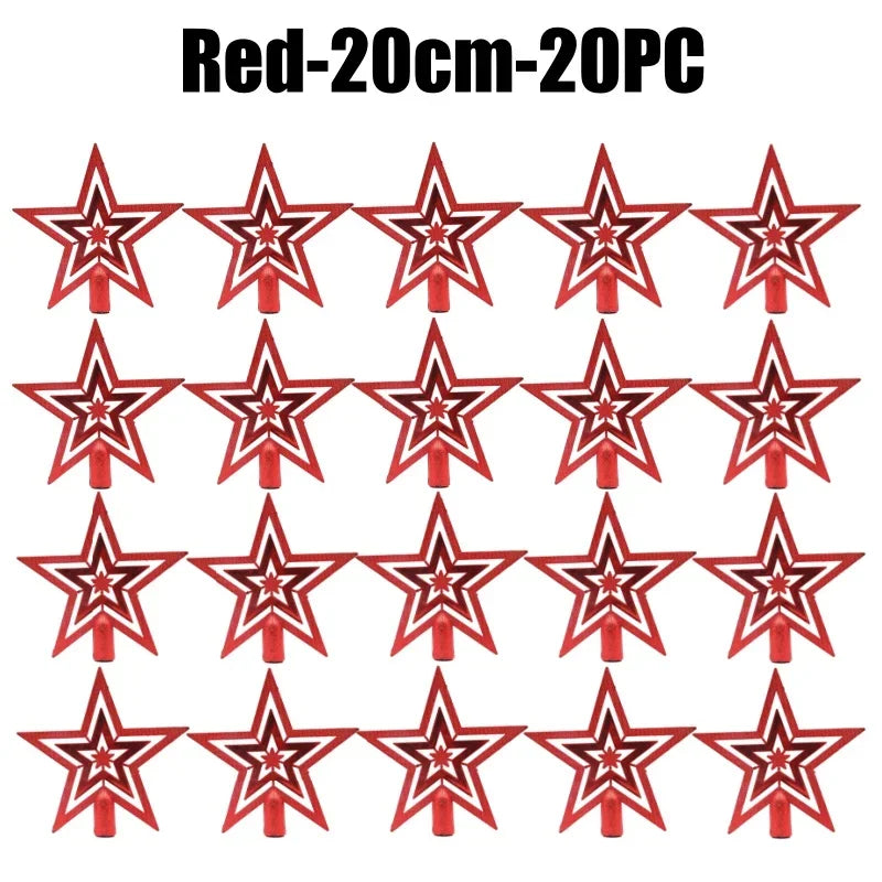 Star Christmas Tree Topper Gold & Red Shimmer 4 in / 8 in (10 / 20 cm) Holiday Tree Decoration