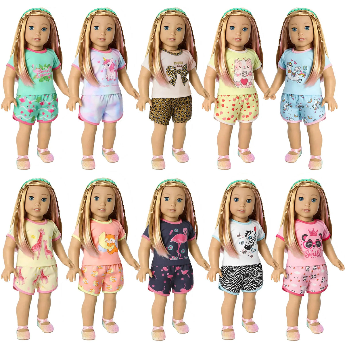 Cute Printed T-Shirt Top for 18-Inch (45.7 cm) & 43 cm Dolls, Short Doll Tee