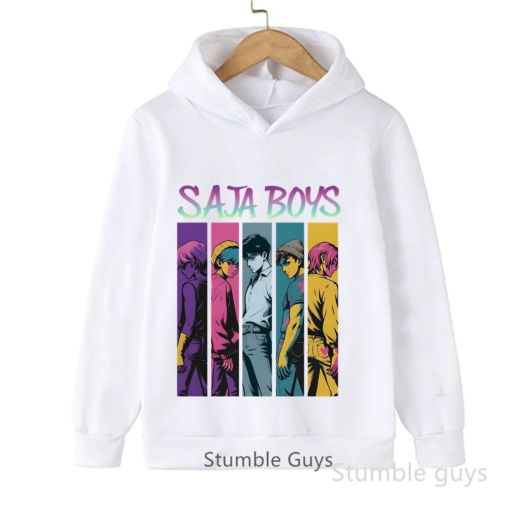 Kids Anime Demon Hunters Hoodie - K-Pop Style Warm Casual Sweatshirt for Boys & Girls