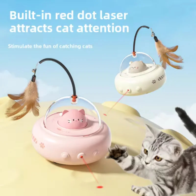 Smart Interactive Cat Toy - USB Rechargeable Rotating Feather Automatic Play for Indoor Kittens & Cats