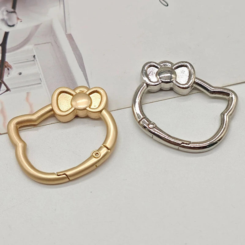 Kawaii Anime Cat Metal Carabiner Keyring Clip Open Spring Clasp Keychain Bag Charm DIY Pendant